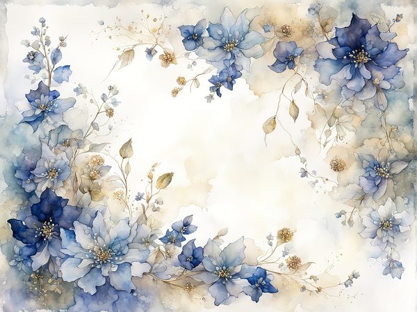 Watercolor Blue Floral Digital Paper: Letter Size JPGs (Commercial Use) — image 10