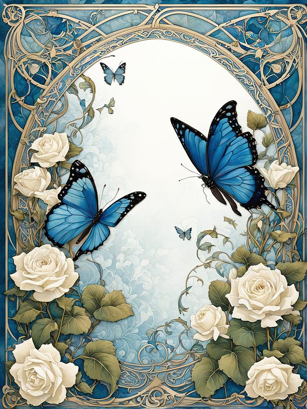 Watercolor Dragonfly & White Roses Digital Paper Set (JPGs) — image 2