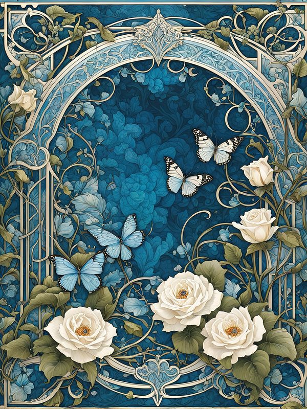 Watercolor Dragonfly & White Roses Digital Paper Set (JPGs) — image 3