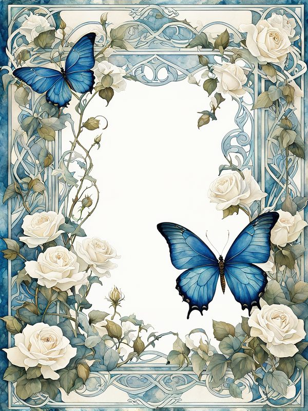 Watercolor Dragonfly & White Roses Digital Paper Set (JPGs) — image 4