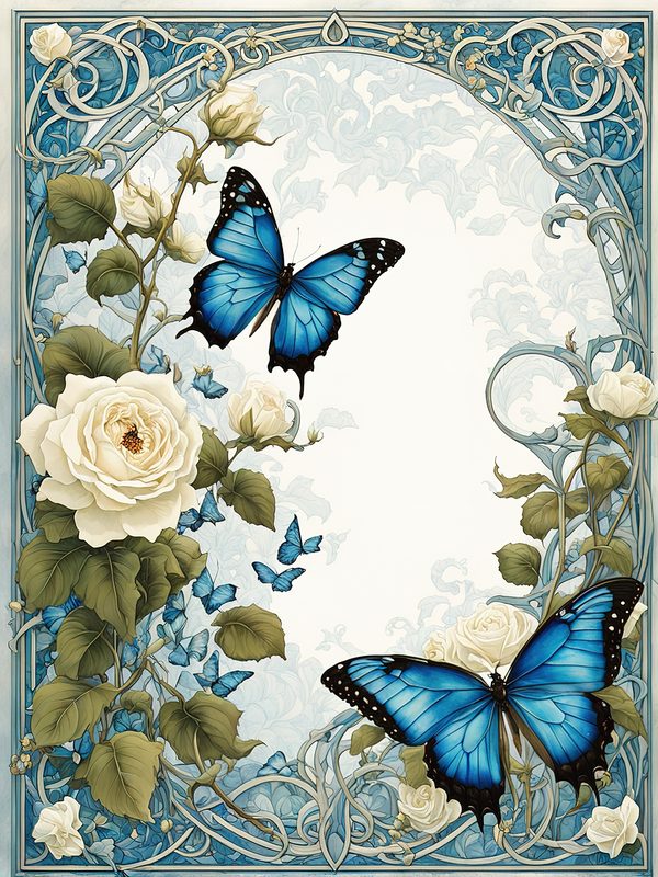 Watercolor Dragonfly & White Roses Digital Paper Set (JPGs) — image 5
