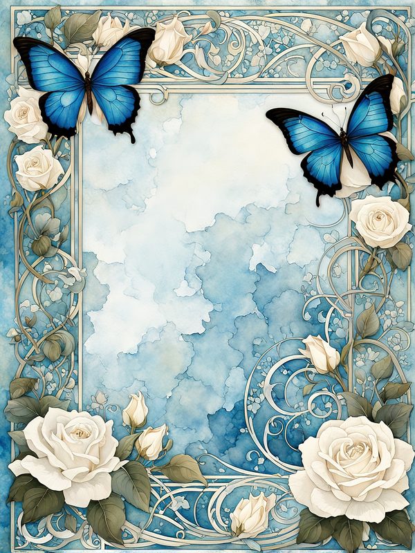 Watercolor Dragonfly & White Roses Digital Paper Set (JPGs) — image 8