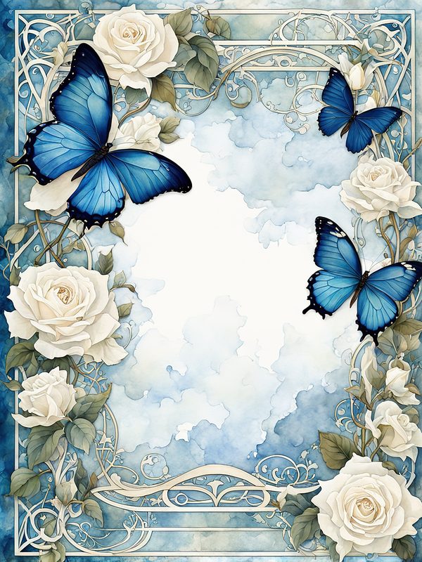 Watercolor Dragonfly & White Roses Digital Paper Set (JPGs) — image 11
