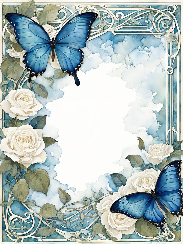 Watercolor Dragonfly & White Roses Digital Paper Set (JPGs) — image 14