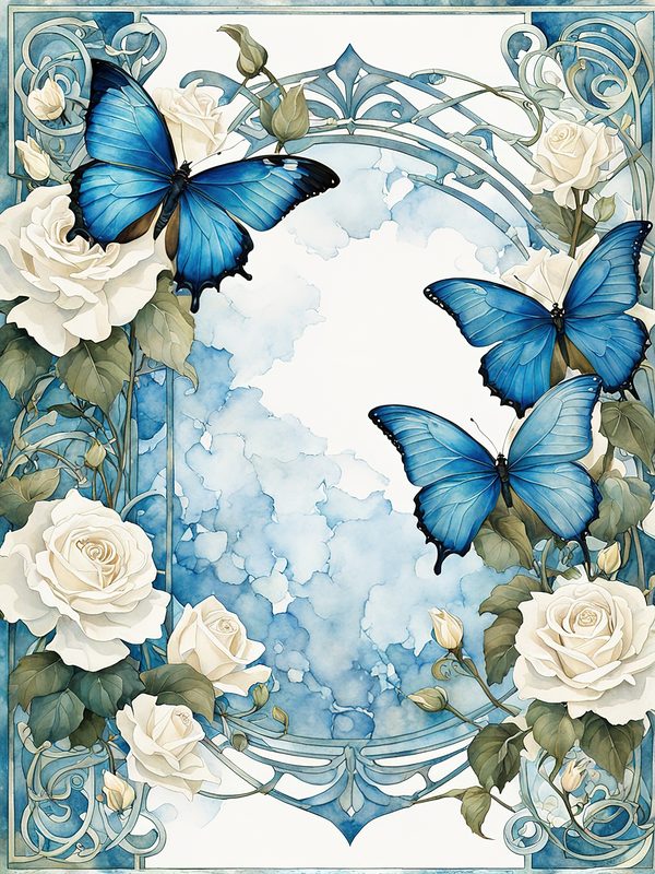 Watercolor Dragonfly & White Roses Digital Paper Set (JPGs) — image 15
