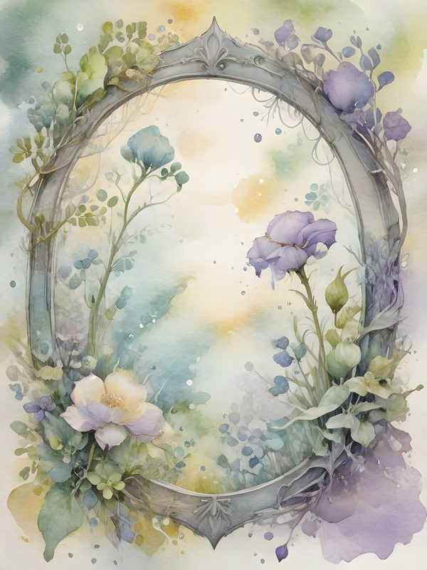 Watercolor Floral Frames: Serene Landscape Digital Paper (JPGs) — image 1