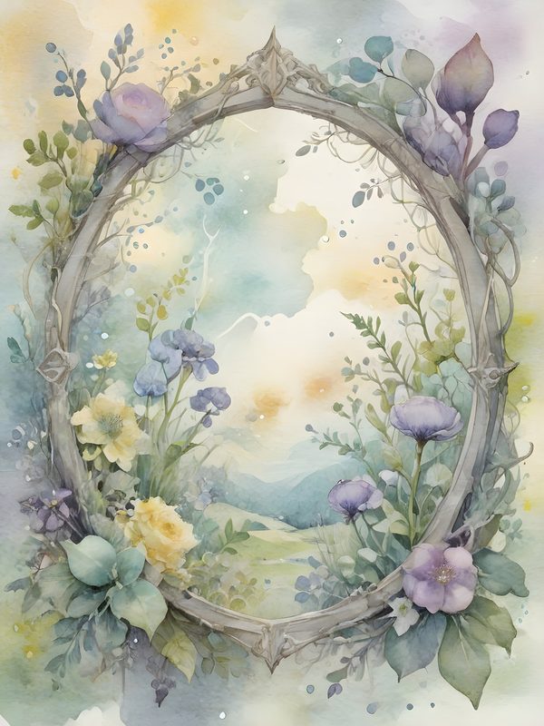 Watercolor Floral Frames: Serene Landscape Digital Paper (JPGs) — image 3