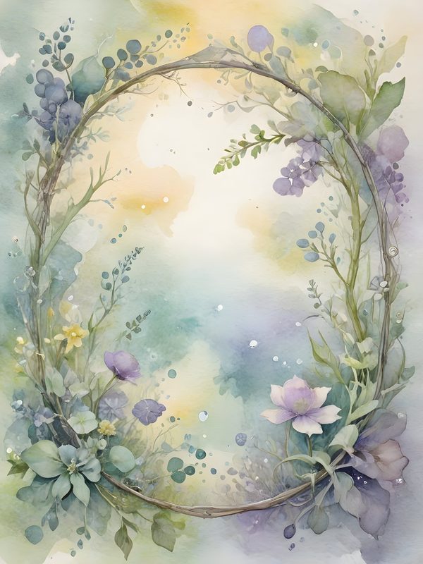 Watercolor Floral Frames: Serene Landscape Digital Paper (JPGs) — image 4