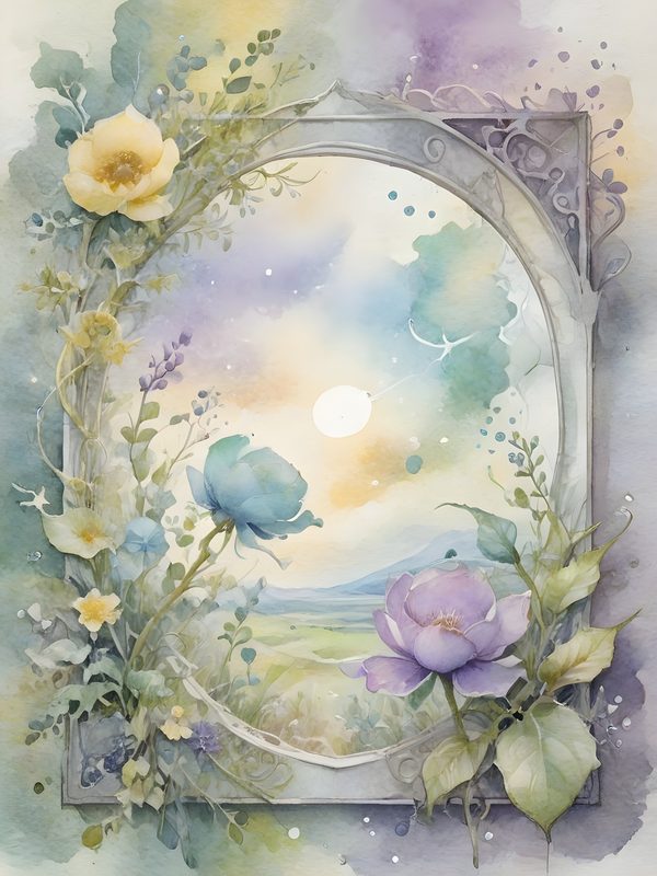 Watercolor Floral Frames: Serene Landscape Digital Paper (JPGs) — image 5