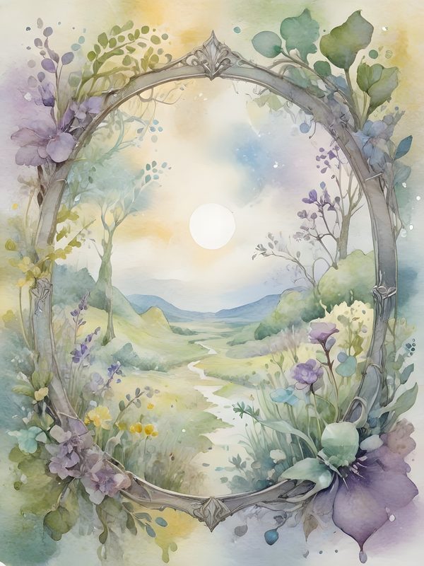 Watercolor Floral Frames: Serene Landscape Digital Paper (JPGs) — image 7
