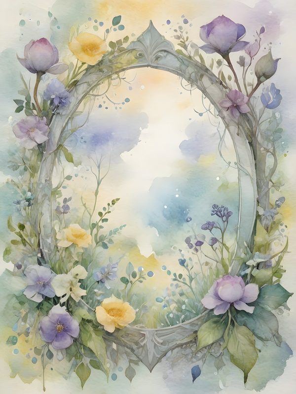 Watercolor Floral Frames: Serene Landscape Digital Paper (JPGs) — image 8