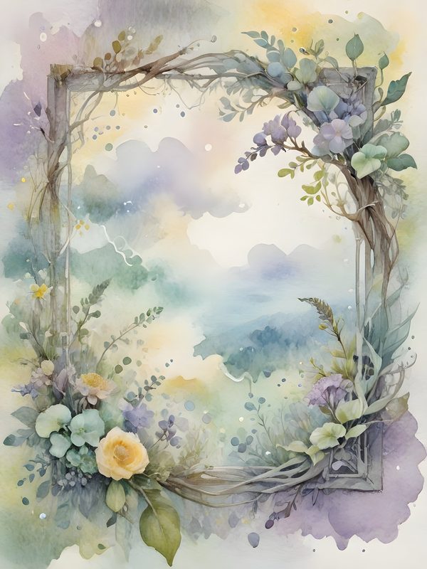 Watercolor Floral Frames: Serene Landscape Digital Paper (JPGs) — image 9