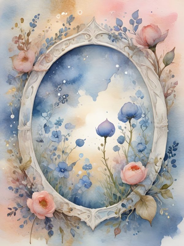 Watercolor Floral Frame Digital Paper: Pastel Landscape Backgrounds (10 JPGs, Digital Download, Commercial Use) — image 1