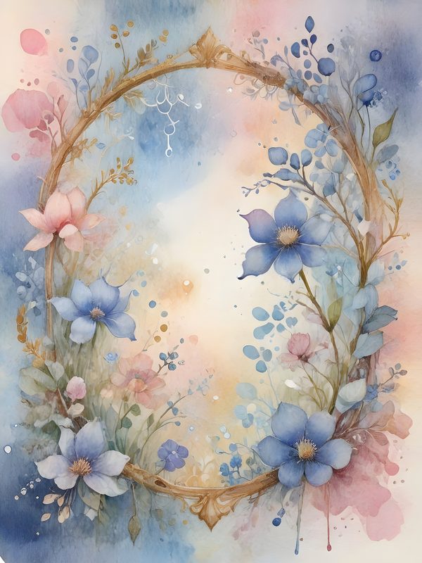Watercolor Floral Frame Digital Paper: Pastel Landscape Backgrounds (10 JPGs, Digital Download, Commercial Use) — image 2