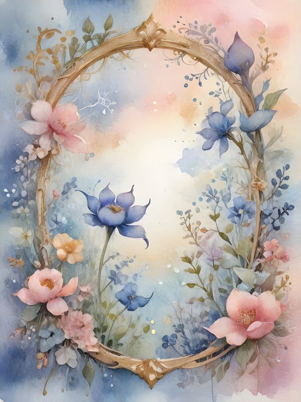Watercolor Floral Frame Digital Paper: Pastel Landscape Backgrounds (10 JPGs, Digital Download, Commercial Use) — image 3