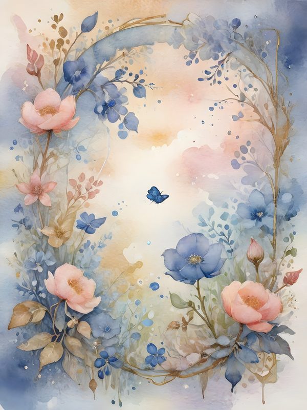 Watercolor Floral Frame Digital Paper: Pastel Landscape Backgrounds (10 JPGs, Digital Download, Commercial Use) — image 4