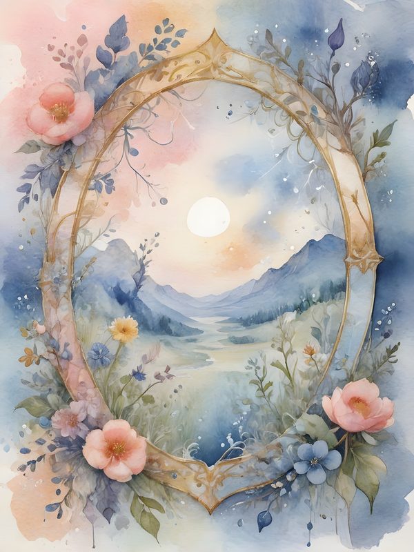 Watercolor Floral Frame Digital Paper: Pastel Landscape Backgrounds (10 JPGs, Digital Download, Commercial Use) — image 5