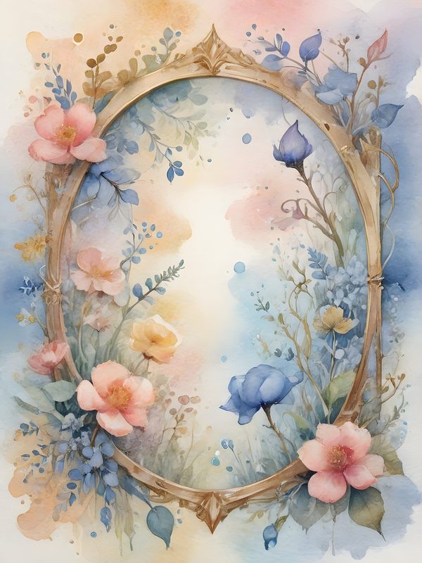 Watercolor Floral Frame Digital Paper: Pastel Landscape Backgrounds (10 JPGs, Digital Download, Commercial Use) — image 6