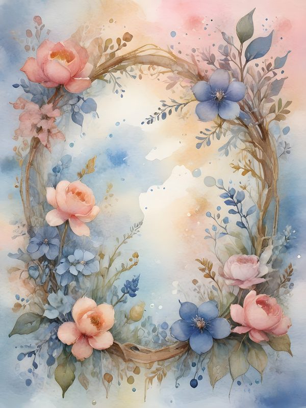 Watercolor Floral Frame Digital Paper: Pastel Landscape Backgrounds (10 JPGs, Digital Download, Commercial Use) — image 9