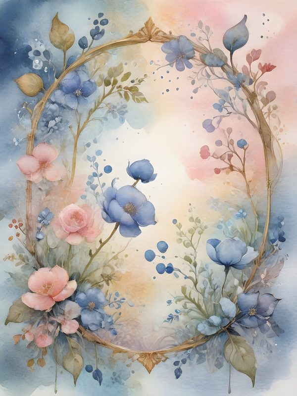Watercolor Floral Frame Digital Paper: Pastel Landscape Backgrounds (10 JPGs, Digital Download, Commercial Use) — image 11