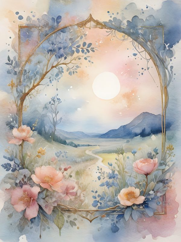 Watercolor Floral Frame Digital Paper: Pastel Landscape Backgrounds (10 JPGs, Digital Download, Commercial Use) — image 12