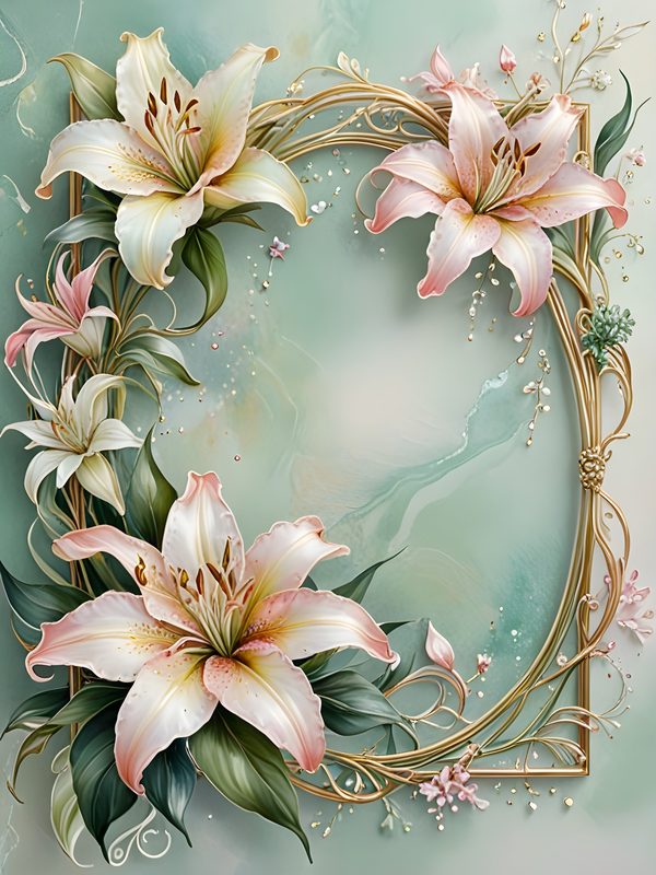 Lily Golden Frame Digital Paper: Iridescent Scrapbook Backgrounds (10 JPGs) — image 1
