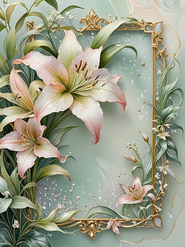 Lily Golden Frame Digital Paper: Iridescent Scrapbook Backgrounds (10 JPGs) — image 2