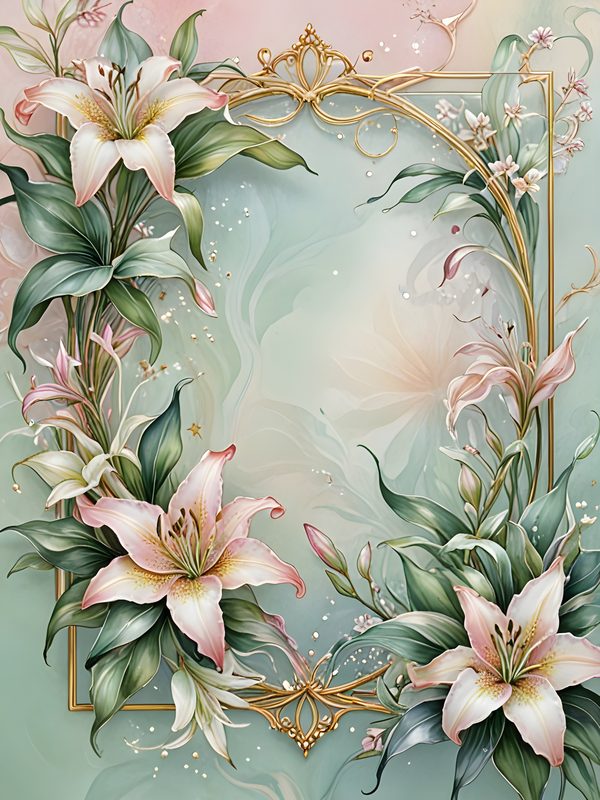 Lily Golden Frame Digital Paper: Iridescent Scrapbook Backgrounds (10 JPGs) — image 3