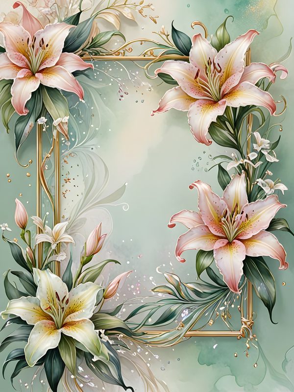 Lily Golden Frame Digital Paper: Iridescent Scrapbook Backgrounds (10 JPGs) — image 5
