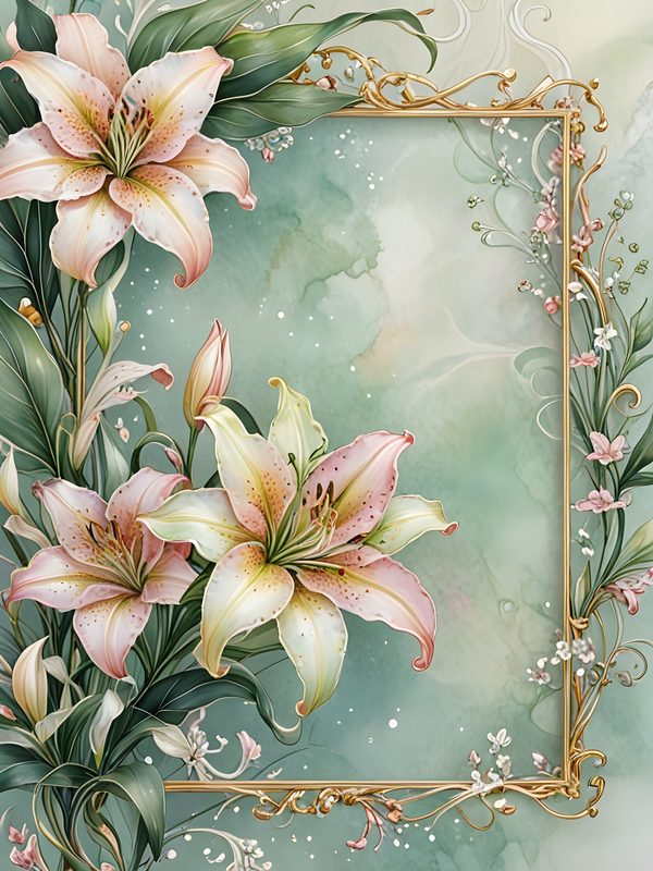 Lily Golden Frame Digital Paper: Iridescent Scrapbook Backgrounds (10 JPGs) — image 6