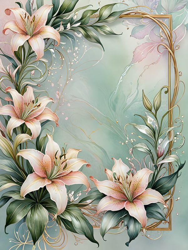 Lily Golden Frame Digital Paper: Iridescent Scrapbook Backgrounds (10 JPGs) — image 8