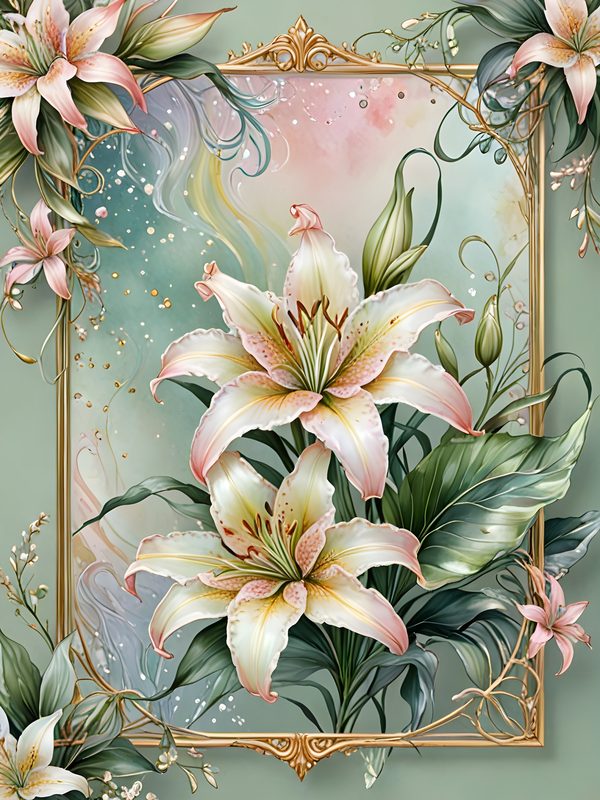 Lily Golden Frame Digital Paper: Iridescent Scrapbook Backgrounds (10 JPGs) — image 10