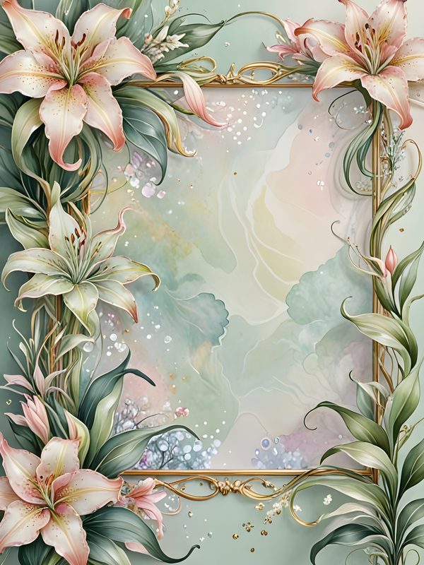 Lily Golden Frame Digital Paper: Iridescent Scrapbook Backgrounds (10 JPGs) — image 11