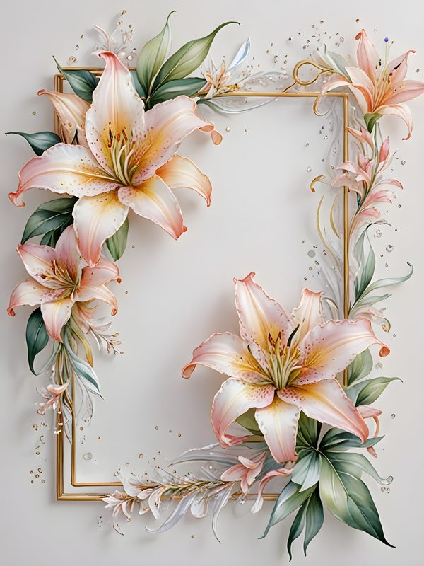 Stargazer Lily Floral Digital Paper Set: Pink & Green JPGs (Commercial Use) — image 1
