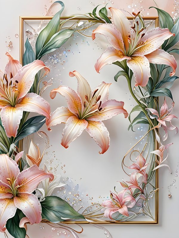 Stargazer Lily Floral Digital Paper Set: Pink & Green JPGs (Commercial Use) — image 2