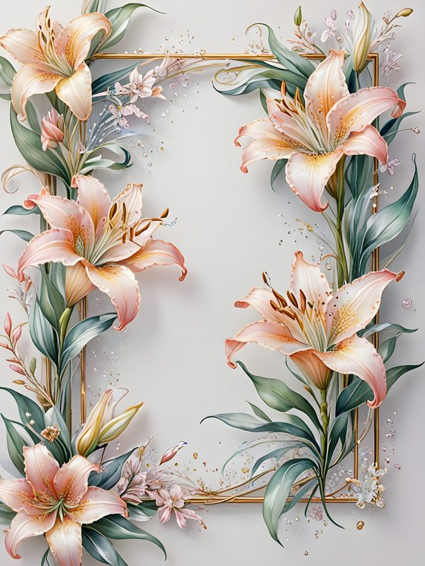 Stargazer Lily Floral Digital Paper Set: Pink & Green JPGs (Commercial Use) — image 3