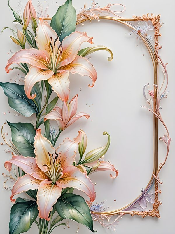 Stargazer Lily Floral Digital Paper Set: Pink & Green JPGs (Commercial Use) — image 4