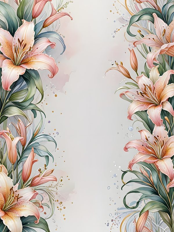 Stargazer Lily Floral Digital Paper Set: Pink & Green JPGs (Commercial Use) — image 7