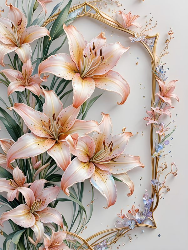 Stargazer Lily Floral Digital Paper Set: Pink & Green JPGs (Commercial Use) — image 8