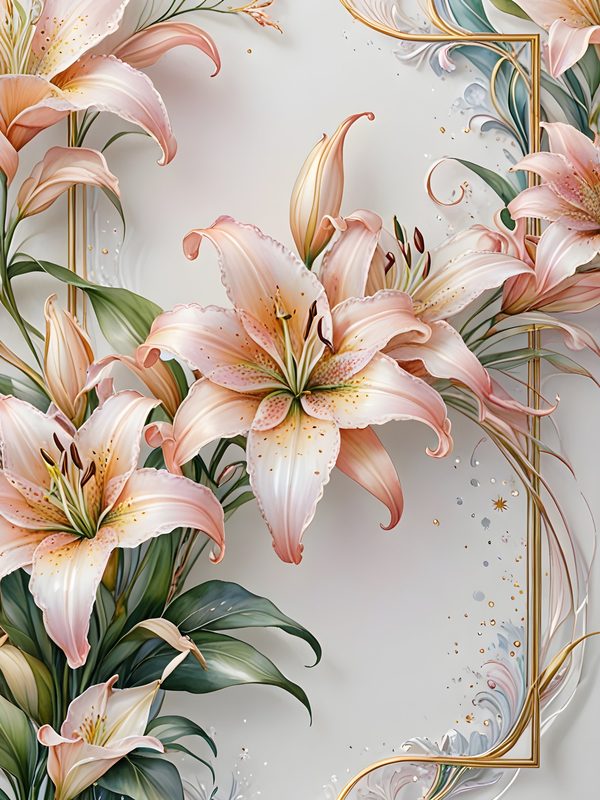 Stargazer Lily Floral Digital Paper Set: Pink & Green JPGs (Commercial Use) — image 9