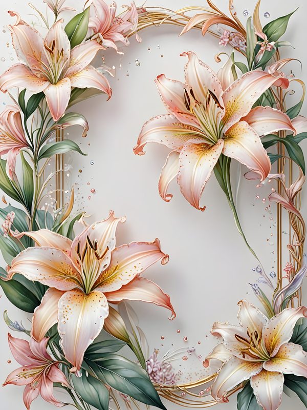 Stargazer Lily Floral Digital Paper Set: Pink & Green JPGs (Commercial Use) — image 10