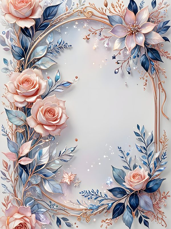 Watercolor Pink Roses Digital Paper: Metallic Floral Accents (10 JPGs) — image 4