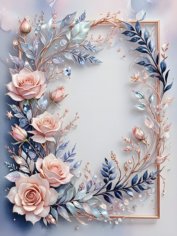 Watercolor Pink Roses Digital Paper: Metallic Floral Accents (10 JPGs) — image 9