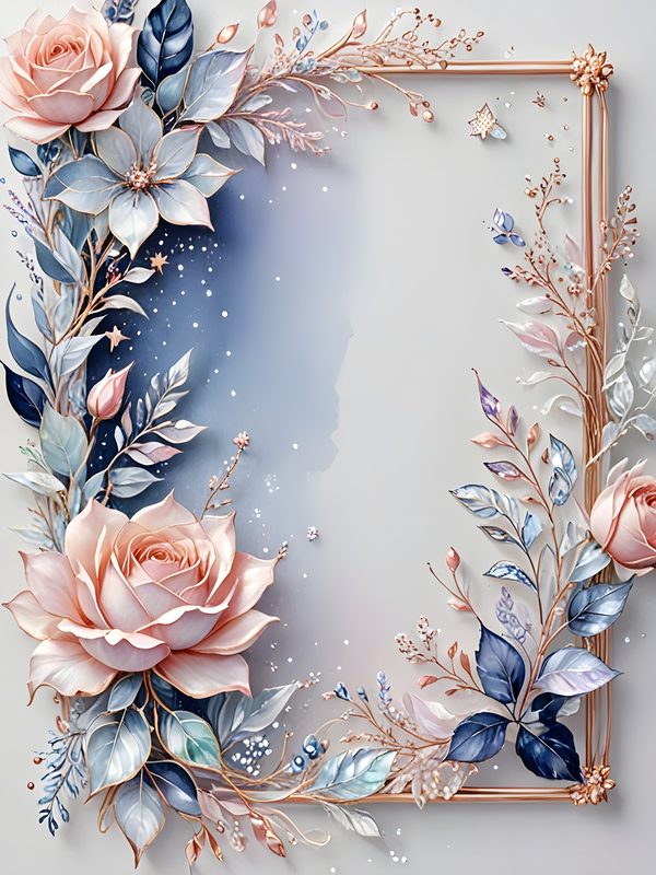 Watercolor Pink Roses Digital Paper: Metallic Floral Accents (10 JPGs) — image 10