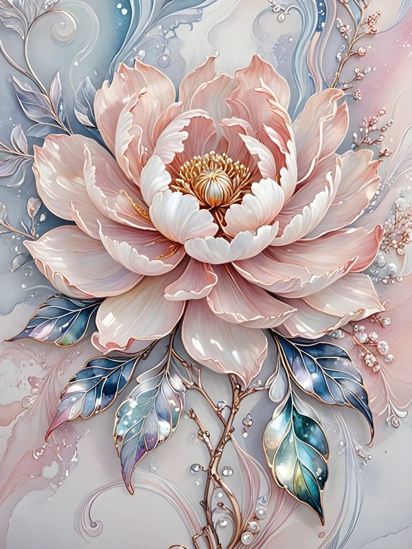 Pastel Peony Watercolor Digital Paper: Iridescent Floral Texture (JPG, Commercial Use) — image 3