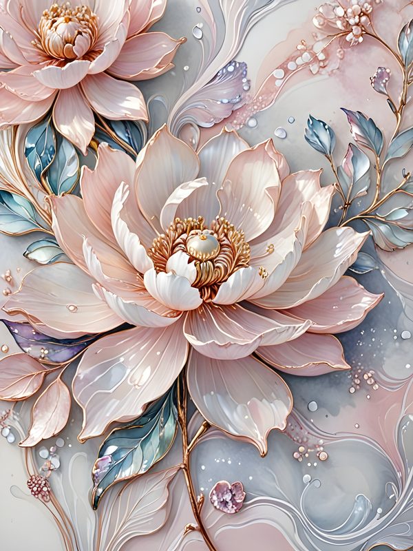 Pastel Peony Watercolor Digital Paper: Iridescent Floral Texture (JPG, Commercial Use) — image 4