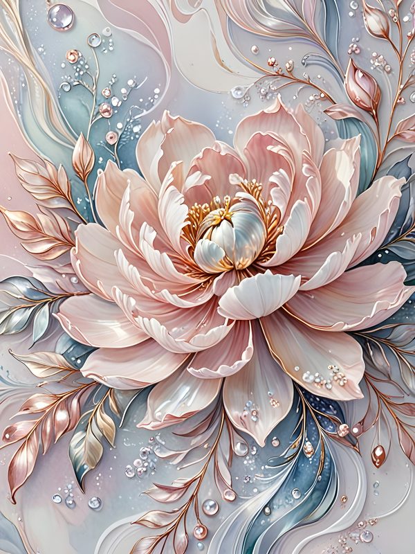 Pastel Peony Watercolor Digital Paper: Iridescent Floral Texture (JPG, Commercial Use) — image 5