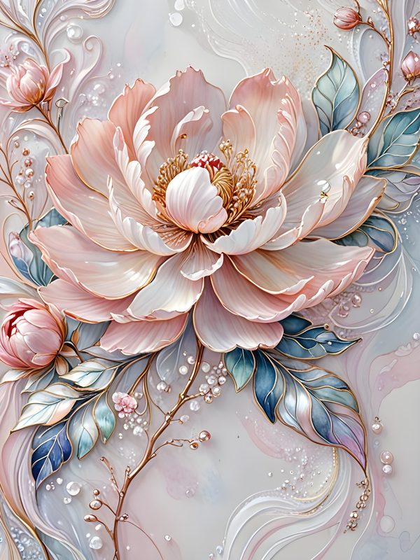 Pastel Peony Watercolor Digital Paper: Iridescent Floral Texture (JPG, Commercial Use) — image 6