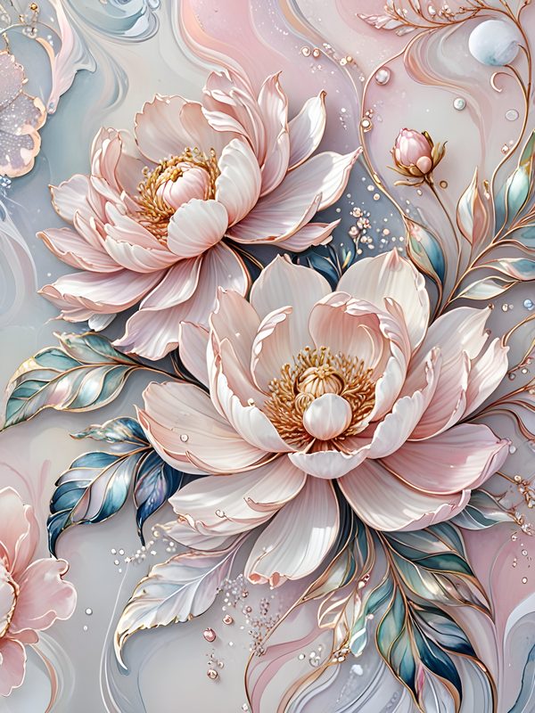 Pastel Peony Watercolor Digital Paper: Iridescent Floral Texture (JPG, Commercial Use) — image 8