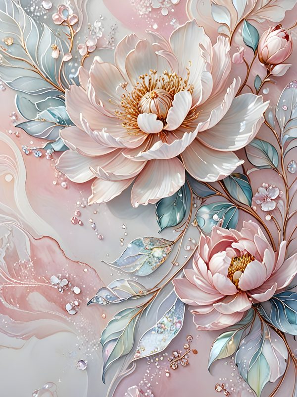Pastel Peony Watercolor Digital Paper: Iridescent Floral Texture (JPG, Commercial Use) — image 9